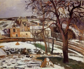  Snow Painting - the effect of snow at l hermitage pontoise 1875 Camille Pissarro